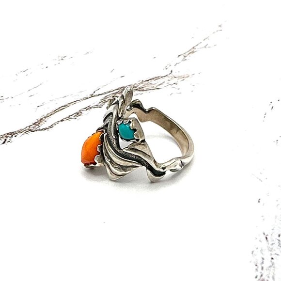 American West Multi-Gemstone 925 Sterling Silver Sandia Cocktail Ring - Picture 4 of 5